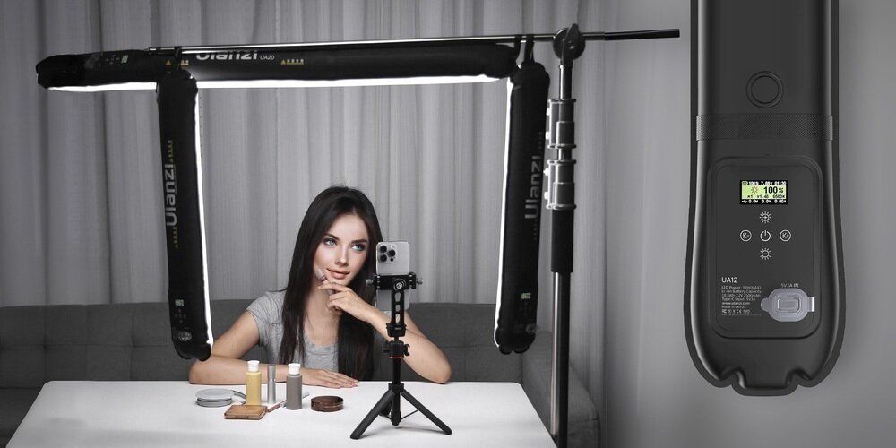 Lampa LED Ulanzi UA20 wykorzystana do oświetlenia podczas makijażu