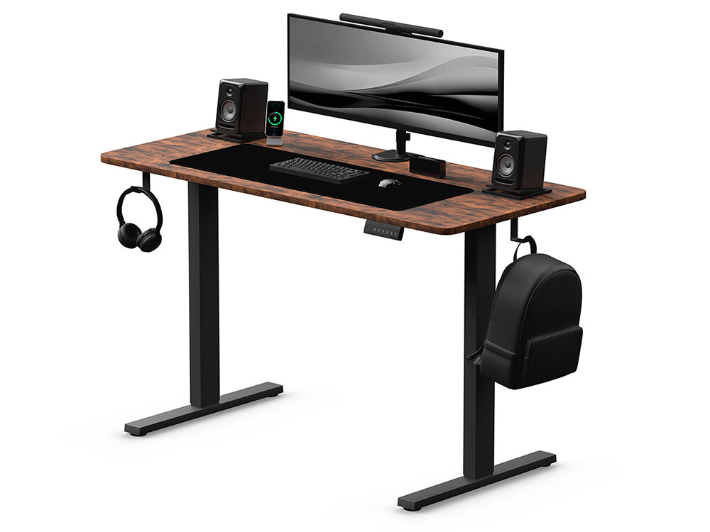Biurko LVN SYSTEM Control+ 120 Brązowy wymiary blatu biurka 120 cm x 60 cm i grubość 1,8 cm udźwig do 70 kg