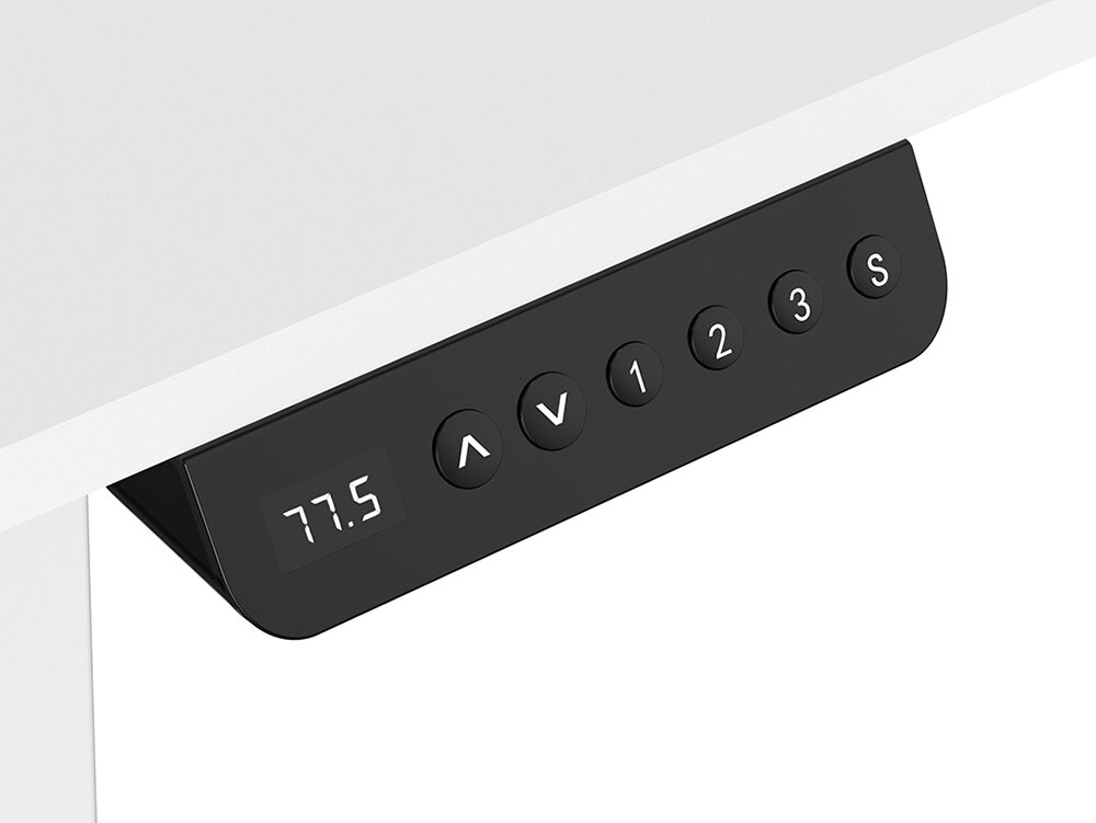 Biurko LVN SYSTEM Control Series 120 Biały prezentacja kontrolera możliwość zapisania 3 wysokości aktywna praca na stojąco gra w wolnych chwilach tryb pracy zmieniany jednym przyciskiem