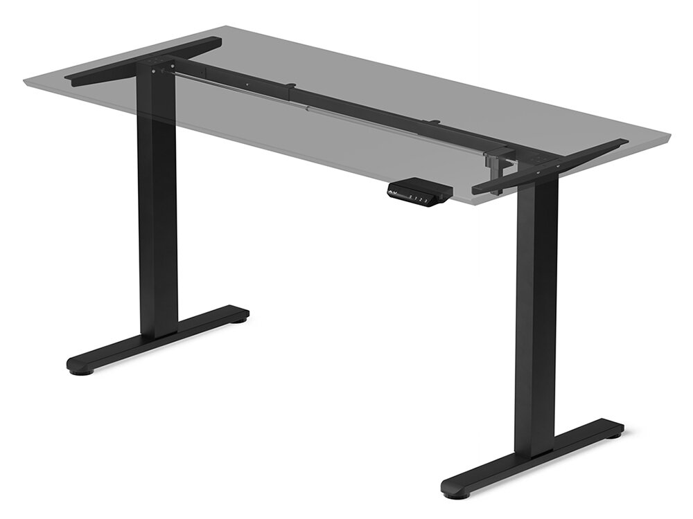 Stelaż biurka LVN SYSTEM Control Flex+ Czarny prezentacja stelaża na białym tle wysokość blatu od 72 do 118 cm wygodna praca stojąca i siedząca prędkość 2 cm/s sprawna zmiana położenia mocny silnik udźwig do 70 kg płynna praca pod obciążeniem