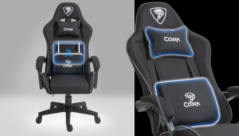Fotel COBRA Player 4.0 CRF40 Czarny regulowany zagłówek regulowana poduszka lędźwiowa