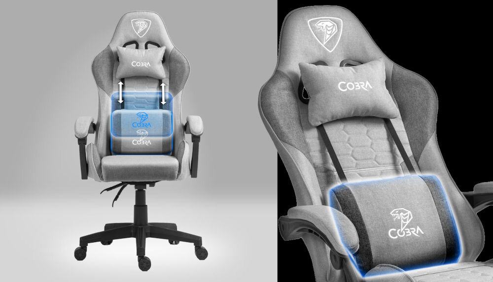 Fotel COBRA Player 4.0 CRF41 szary regulowany zagłówek regulowana poduszka lędźwiowa
