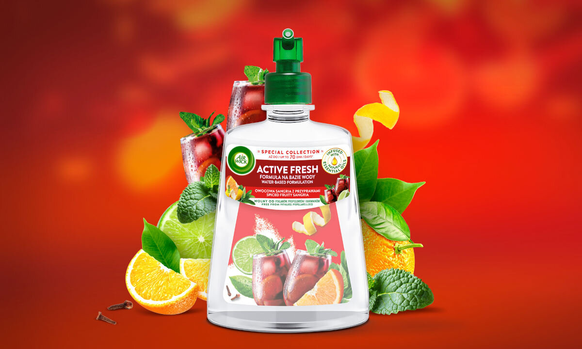 Wkład do odświeżacza powietrza AIR WICK Active Fresh Owocowa Sangria z przyprawami 228 ml odświeżacz i wkład