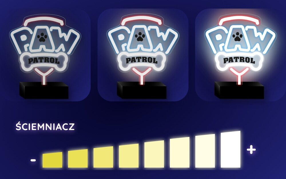 Neon LED PSI PATROL Przełącznik