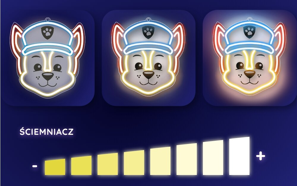 Neon LED PSI PATROL Przełącznik