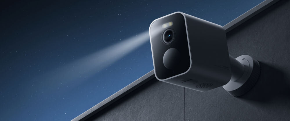 Kamera XIAOMI BW300 diody LED wykrywanie ruchu nocne nagrania, kamera zamontowana na elewacji budynku