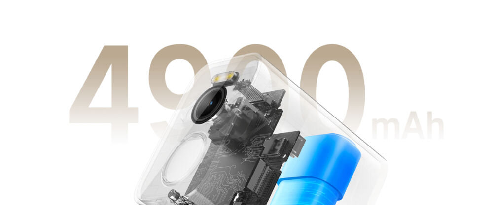 Kamera XIAOMI BW300 akumulator 4900 mAh długi czas pracy, przekrój kamery na jasnym tle