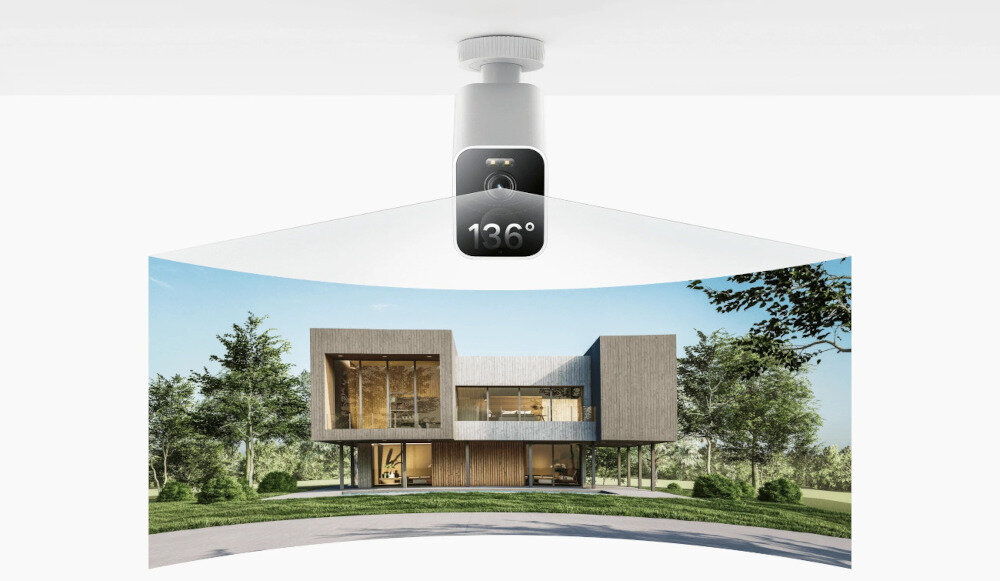 Kamera Xiaomi BW500 szeroki kąt 136 stopni, zasięg kamery, obraz budynku