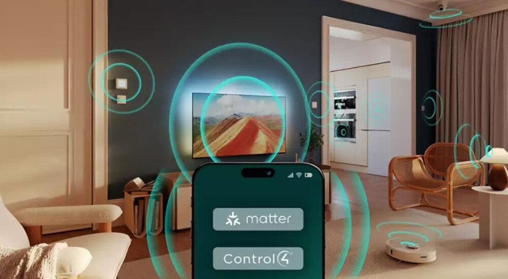 Telewizor PHILIPS 50PUS8319 Matter Control4 inteligentny dom, smartfon, urządzenia smart rozmieszczone po całym domu