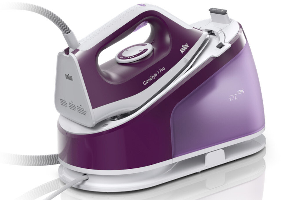 Generator pary BRAUN CareStyle 1 Pro IS1514VI Fioletowy Funkcja dezynfekcji ponad 99,99% wirusów i bakterii higienicznie czyste komfort wygoda