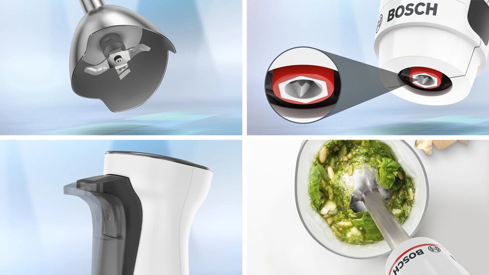 Blender BOSCH MSM4W221  stopa miksująca, mniejsze rozbrygiwanie, zachowanie porządku na blacie