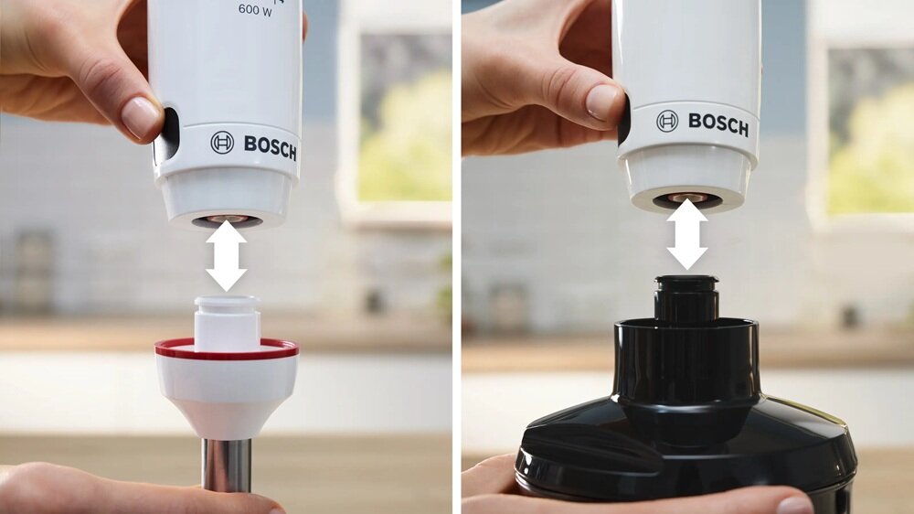 Blender BOSCH MSM4W221  system jednego kliknięcia, szybka wymiana akcesorii, usprawnienie pracy
