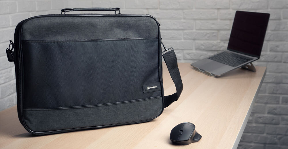 Torba na laptopa NATEC Impala 2 15.6 cali Szary Anti-Shock System™ sztywna rama wzmacniająca główną komorę syntetyczny materiał odporny na przetarcia regulowany odpinany pasek z solidnymi uchwytami miękkie wykończenie wzmocniona rączka