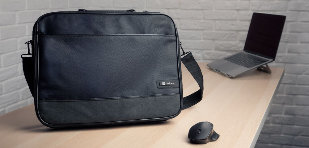 Torba na laptopa NATEC Impala 2 17.3 cali Czarny Anti-Shock System™ sztywna rama wzmacniająca główną komorę syntetyczny materiał odporny na przetarcia regulowany odpinany pasek z solidnymi uchwytami miękkie wykończenie wzmocniona rączka