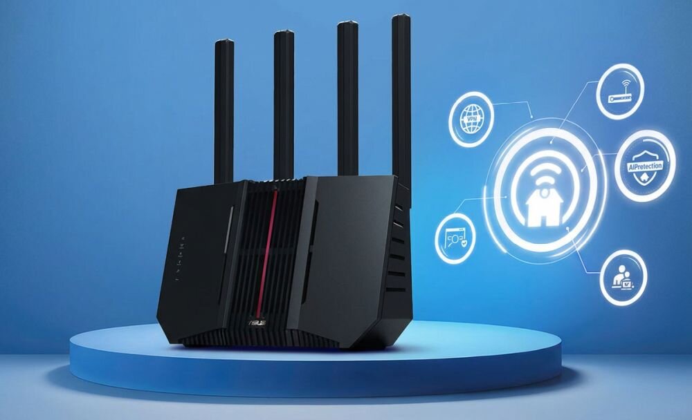 Router ASUS RT-BE92U 2.4 / 5 / 6 GHz (Triband), Wi-Fi Mesh.