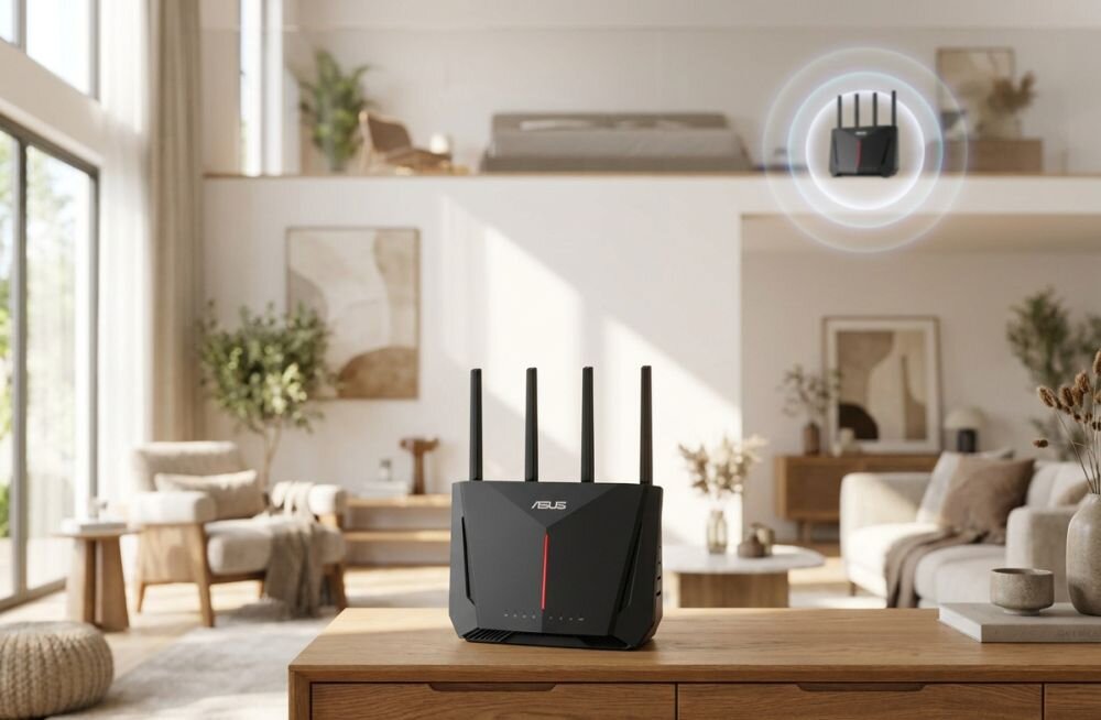 Router ASUS RT-BE92U 2.4 / 5 / 6 GHz (Triband), Wi-Fi Mesh.