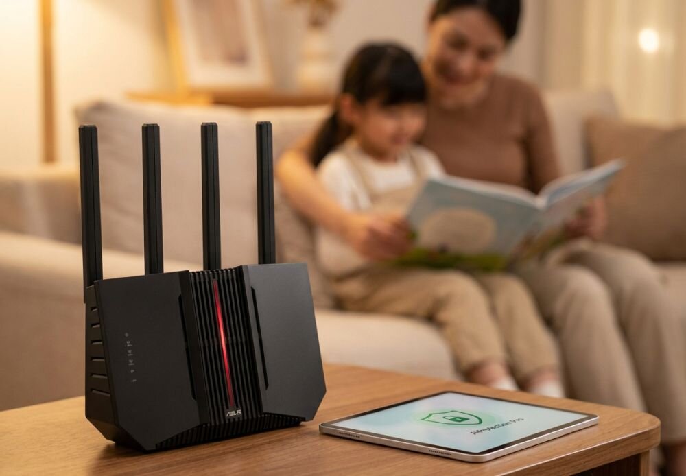 Router ASUS RT-BE92U 2.4 / 5 / 6 GHz (Triband), Wi-Fi Mesh.