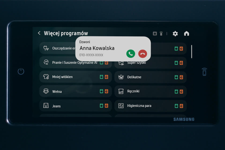 na wyświetlaczu pralko-suszarki zobaczysz, gdy ktoś zadzwoni do drzwi na wyświetlaczu pralko-suszarki zobaczysz, gdy ktoś zadzwoni do drzwi