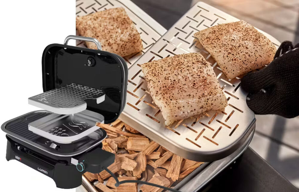 Grill elektryczny WEBER Lumin Compact Czerwony wędzenie