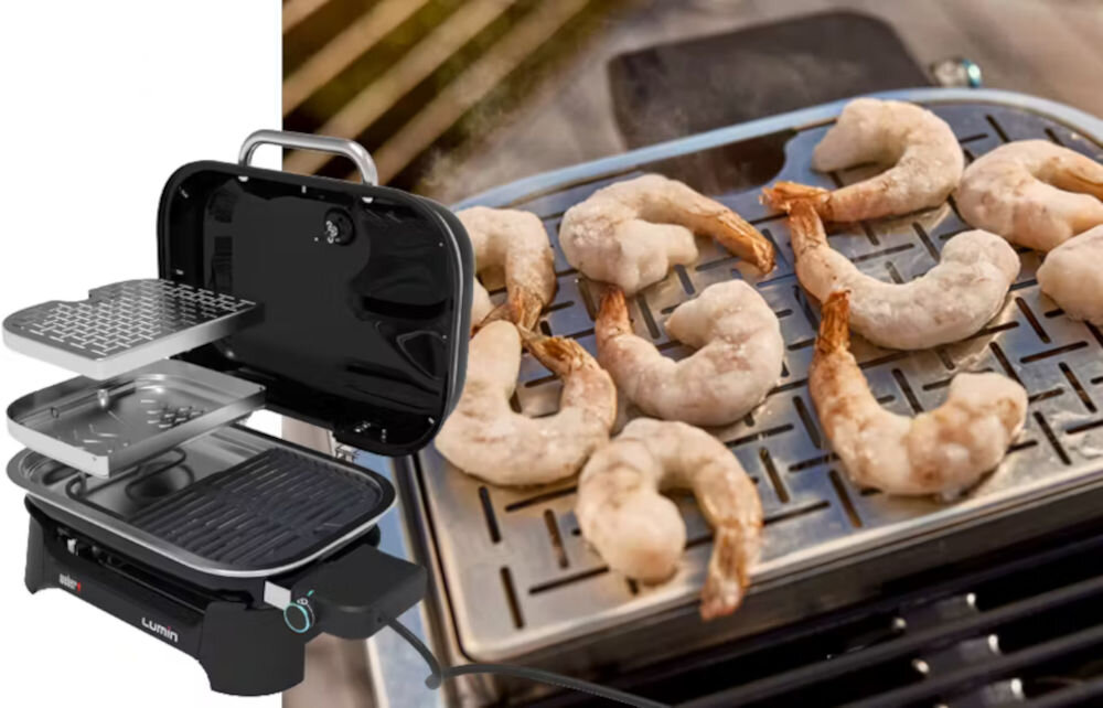 Grill elektryczny WEBER Lumin Compact Czerwony rozmrażanie