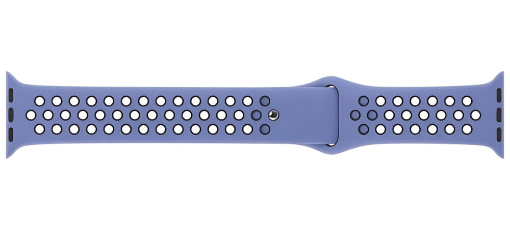 Pasek APPLE Nike Sport Brand do Apple Watch (38/40/41mm) Fioletowo-czarny, Swoboda i dopasowanie, Zegarek w poziomie, pokazany od tyłu na wprost