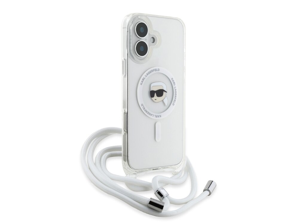Etui KARL LAGERFELD Crossbody IML Karl Head MagSafe do Apple iPhone 16 Transparentyny transparentny design projektant elegancja magsafe ładowanie
