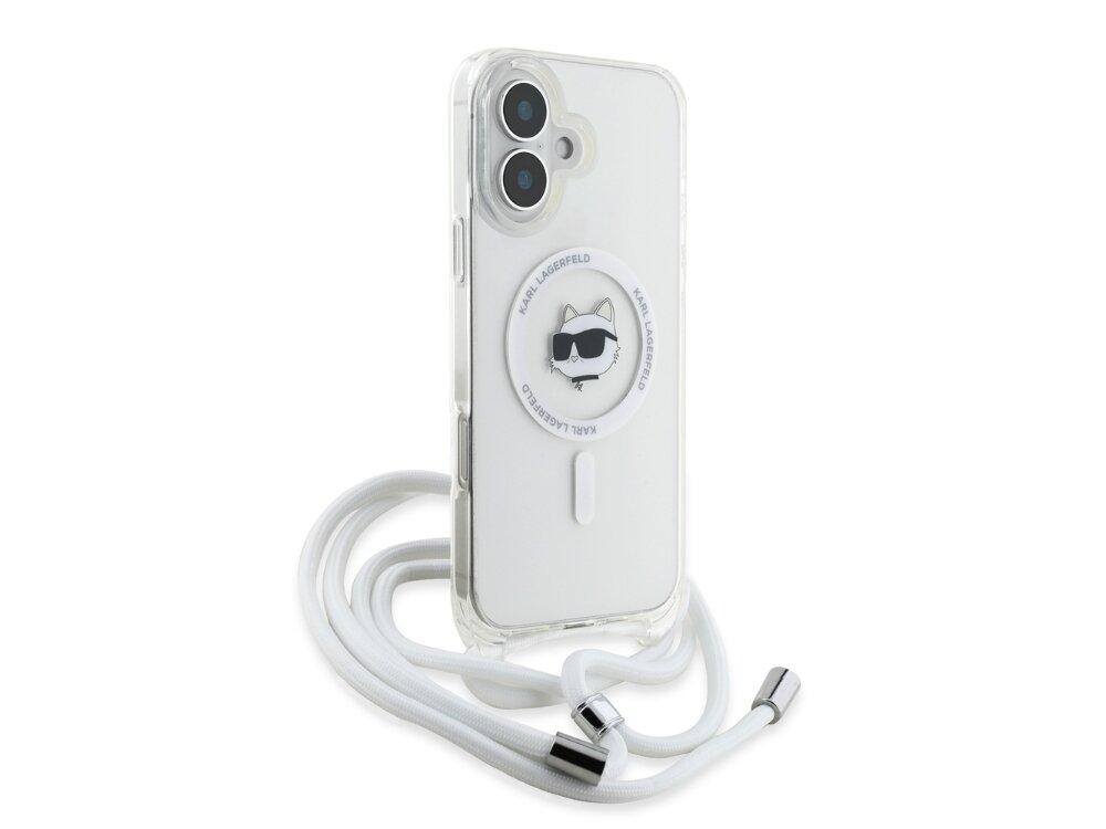 Etui KARL LAGERFELD IML Choupette Head & Cord MagSafe do Apple iPhone 16 Transparentny design transparentność styl nowoczesność magsafe