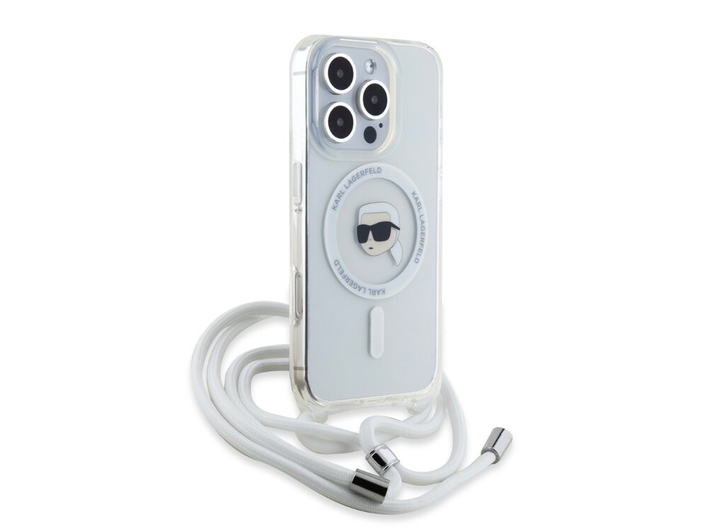 Etui KARL LAGERFELD Crossbody IML Karl Head MagSafe do Apple iPhone 16 Pro Transparentny transparentny design projektant elegancja magsafe ładowanie