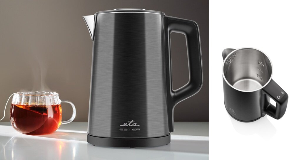 Czajnik elektryczny ETA Ester w użyciu, funkcjonalność, stal nierdzewna, bezpieczeństwo, szybkość, moc