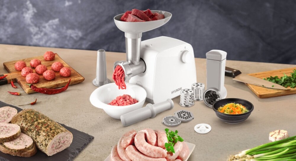Maszynka do mięsa HYUNDAI MG740 wysoka moc, nierdzewny nóż, kontrola nad jakością potraw