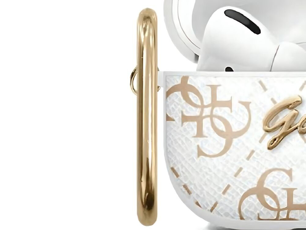 Etui na słuchawki Guess 4G Hook
            zbliżenie na karabińczyk
            wstrząs bezpieczeństwo trwałość materiał