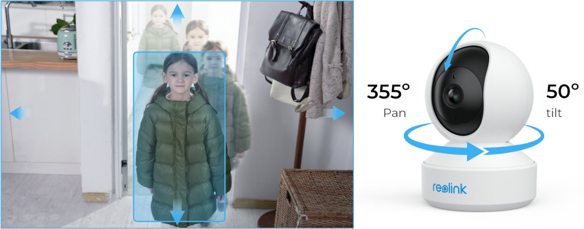 REOLINK E330 355° bez martwych stref automatycznego śledzenia ruchu ludźmi i zwierzętami monitorowaniu dzieci, zwierząt czy ochronie mienia