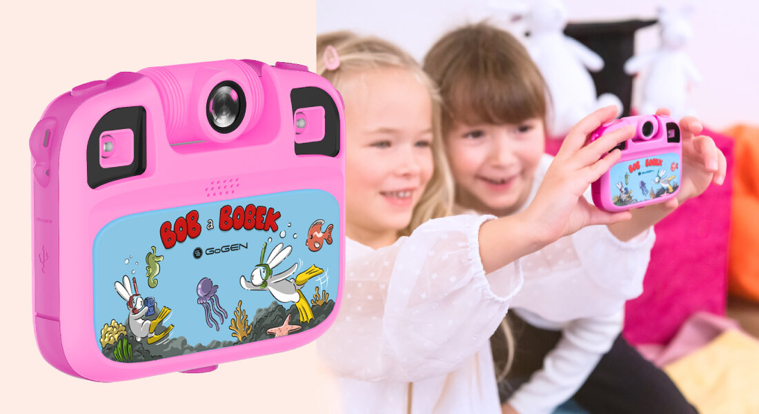 Aparat dla dzieci GOGEN Bob a Bobek dzieci robią sobie zdjęcie