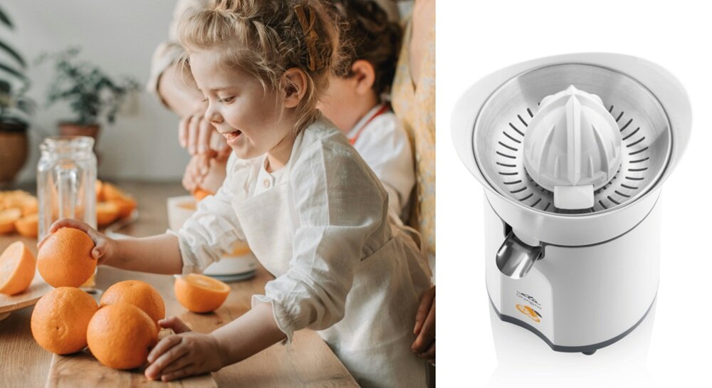 Wyciskarka do cytrusów ETA Orangino 203390000 urządzenie w użyciu, świeży sok, szybkie użycie