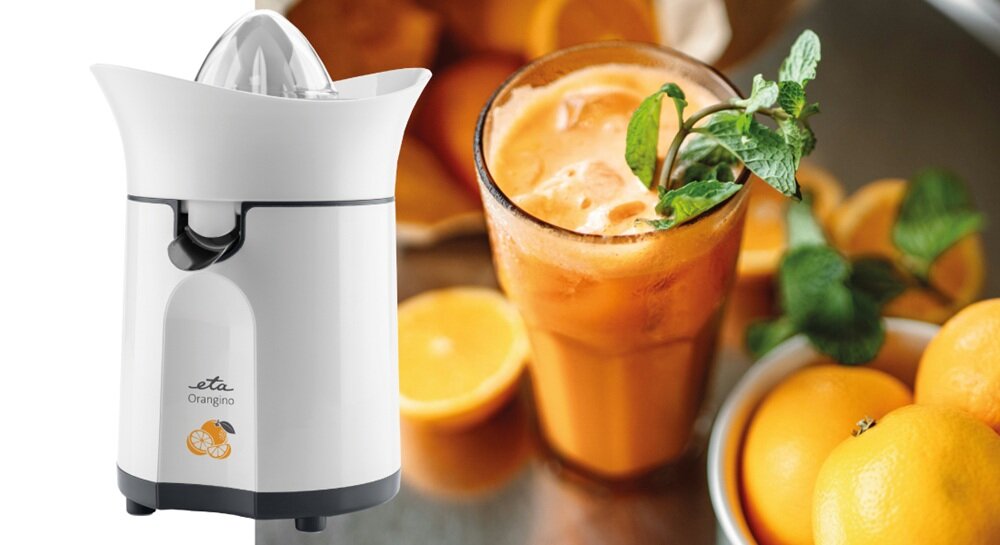 Wyciskarka do cytrusów ETA Orangino 203390000 w użyciu, praktyczny zbiornik, ochrona przed kurzem
