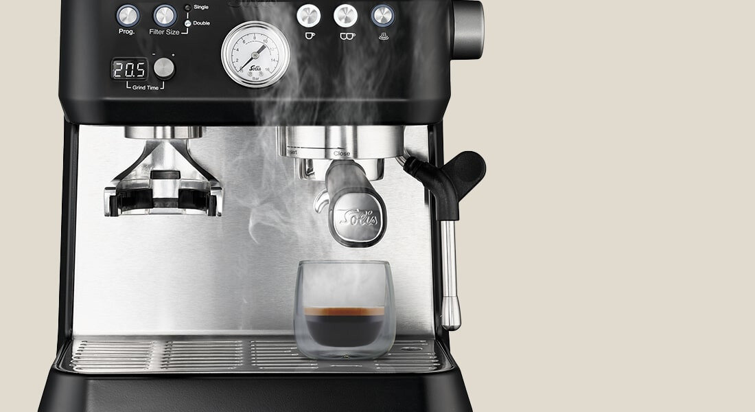Ekspres SOLIS Grind & Infuse Perfetta SOL98070 Czarny Profesjonalne ciśnienie espresso intensywny smak aksamitna konsystencja bogaty aromat 