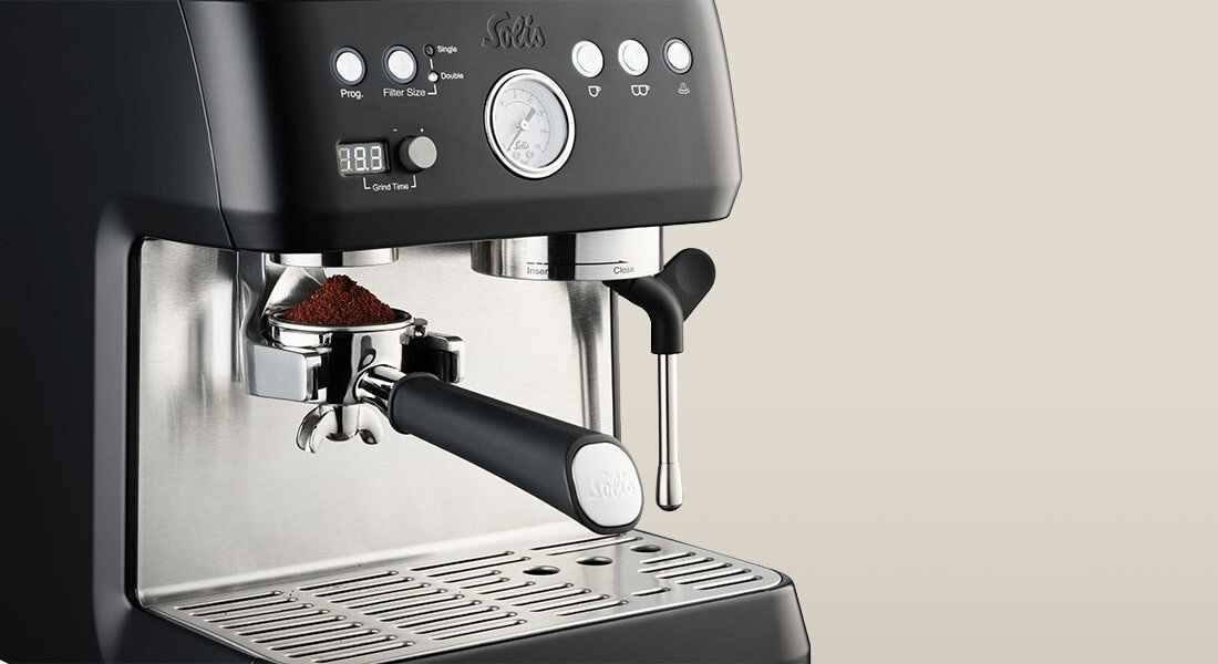 Ekspres SOLIS Grind & Infuse Perfetta SOL98070 Czarny Wbudowany młynek ZERO STATIC™ równomierne dozowanie zmielonej kawy 25-stopniowa regulacja grubości mielenia dostosowanie preferencje