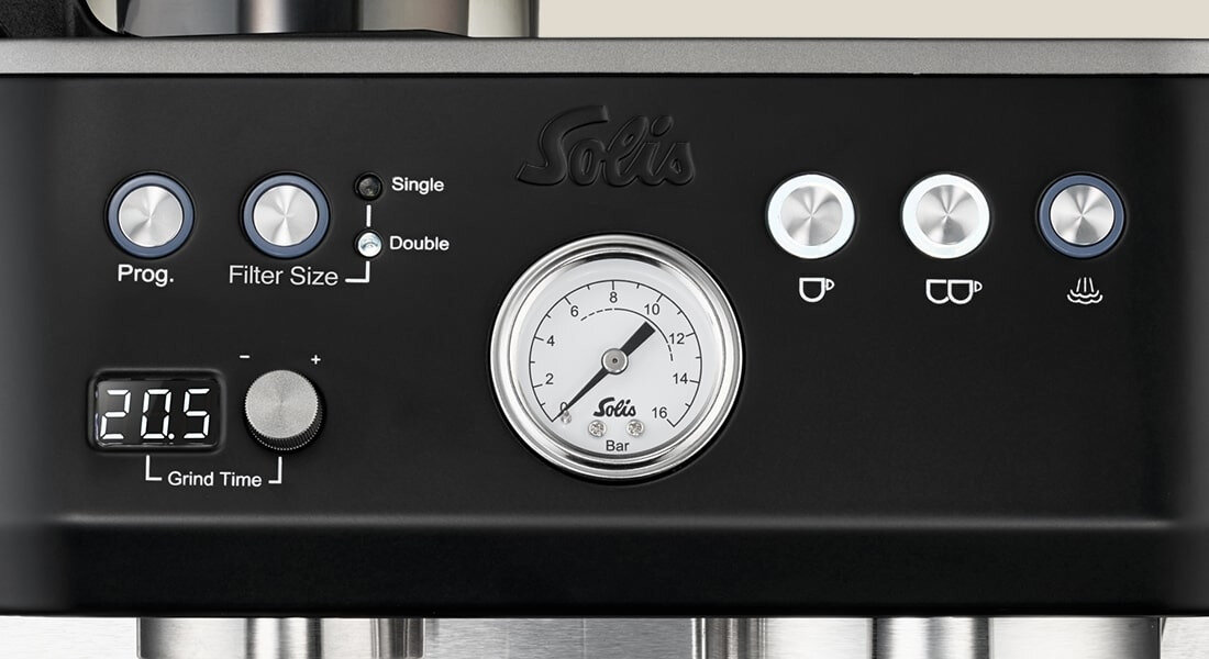 Ekspres SOLIS Grind & Infuse Perfetta SOL98070 Czarny kontrola temperatury Adaptacyjny PID monitorowanie regulacja temperatury smak aromat Dokładność konrrola czas mielenia ekstrrakcja