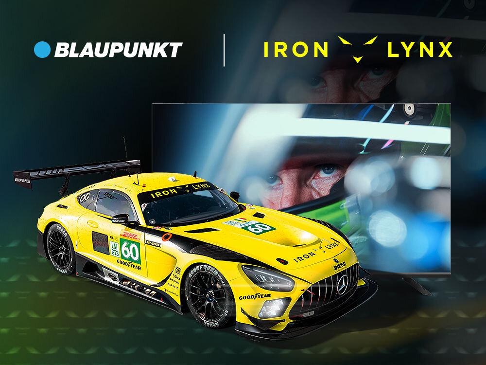 Telewizor BLAUPUNKT 32WGC5520S z Google TV i spersonalizowaną rozrywką, samochód stojący przed telewizorem