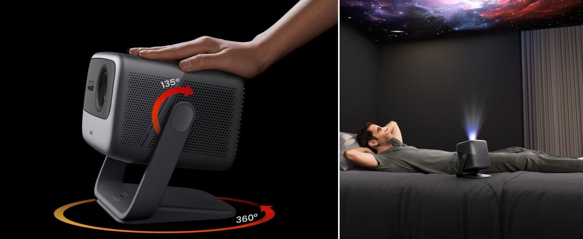 Projektor JMGO N1S Infinity - Pełna regulacja kąta projekcji i stabilność dzięki gimbalowi