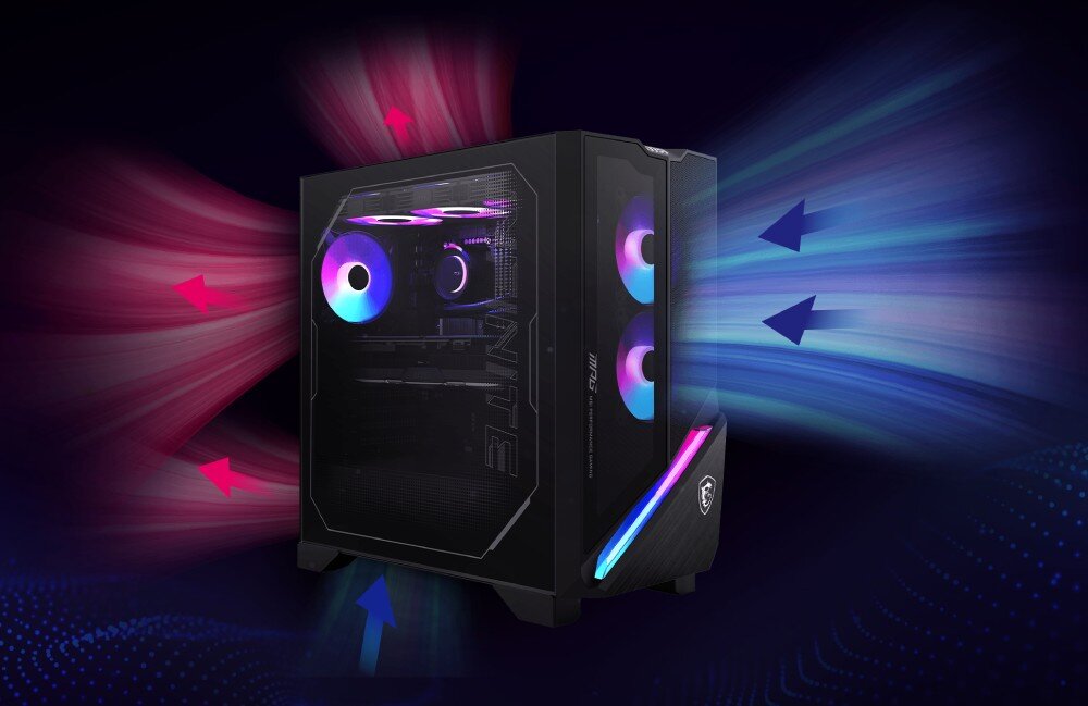 Komputer MSI MPG Infinite X3 AI 2NUF7-01SEU Ultra 9-285K 32GB RAM 1TB SSD GeForce RTX4070Ti Wi-Fi Windows 11 Home chłodzenie wentylatory algorytmy radiator