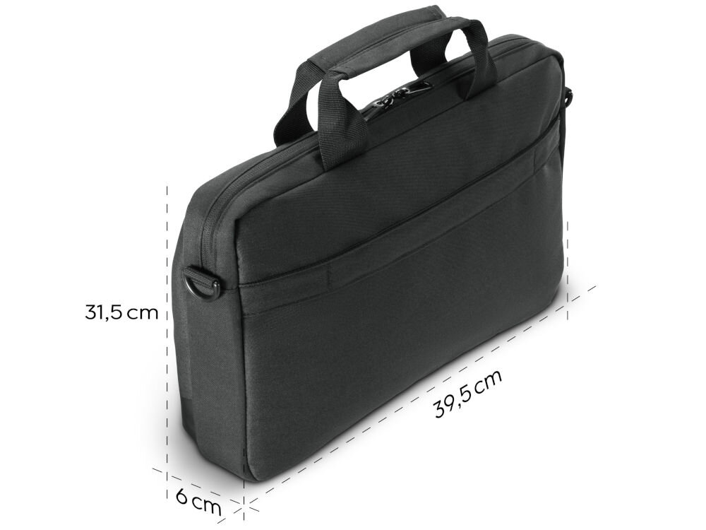 Torba na laptopa HAMA Extreme Protect D3O 13.3 - 14.1 cala Czarny prezentacja torby na białym tle i jej wymiarów 39,5 × 31,5 × 6 cm codzienne użytkowanie praktyczne uchwyty ułatwiają przenoszenie