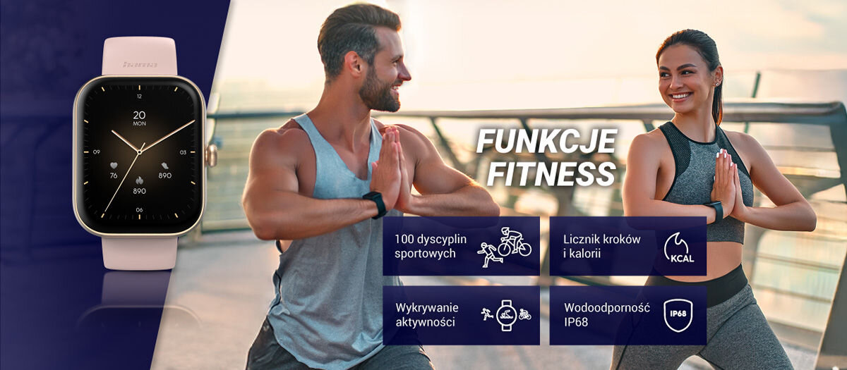 Smartwatch HAMA Fit Watch 5000 Funkcje fitness 100 dyscyplin sportowych licznik kroków i kalorii wykrywanie aktywności wodoodporność ip68