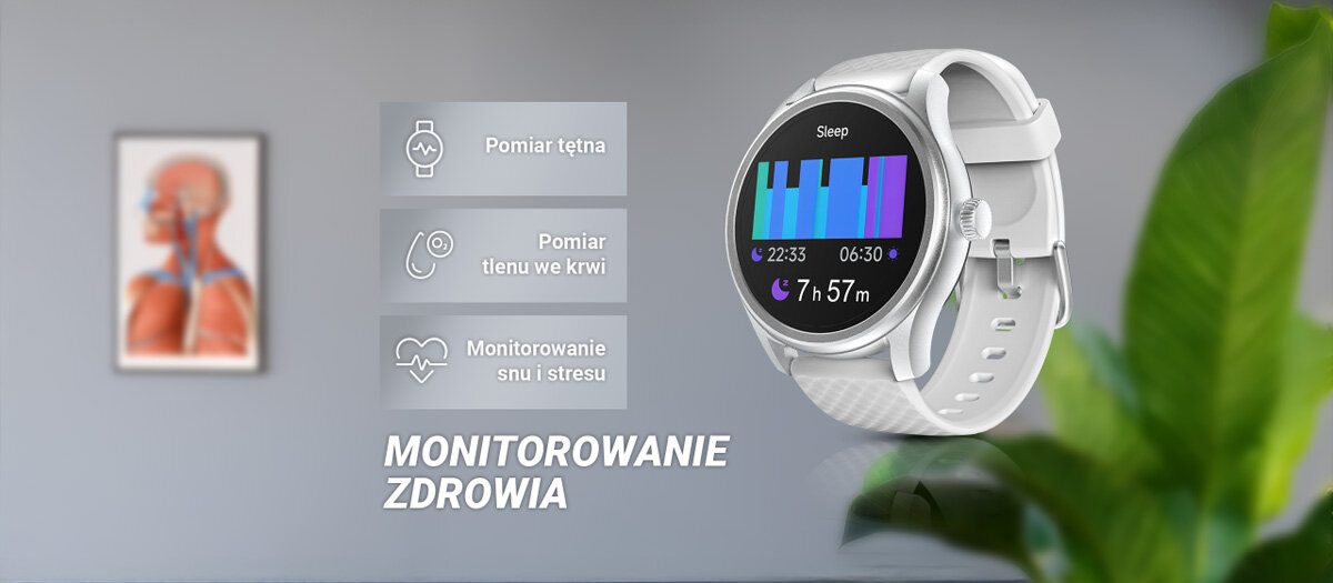 Monitorowanie zdrowia pomiar tęrna pomiar tlenu we krwi monitorowanie snu i stresu