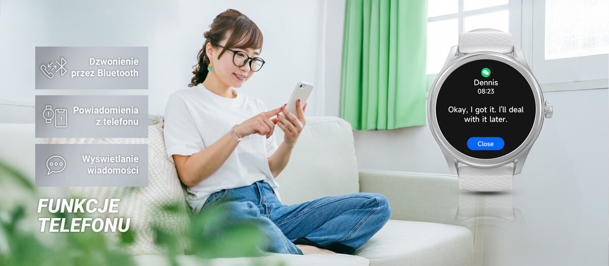 Funkcje telefonu dzwonienie przez bluetooth powiadomienia z telefonu wyświetlanie wiadomości
