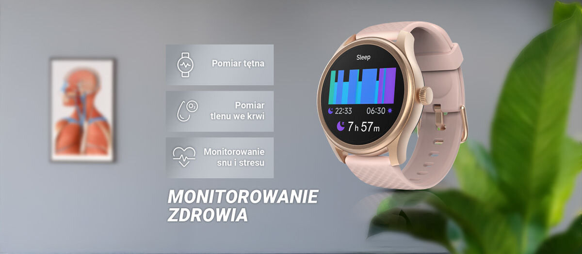Monitorowanie zdrowia pomiar tęrna pomiar tlenu we krwi monitorowanie snu i stresu