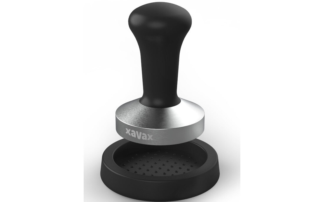 Tamper do kawy XAVAX Barista 111285 (58 mm) Równomierne ubicie kawy Równomierne ubicie kawy w sitku Płaska powierzchnia optymalne rozłożenie ciśnienia smak aromat Podstawa o średnicy 58 mm wykonanie Brak elementów z tworzywa sztucznego