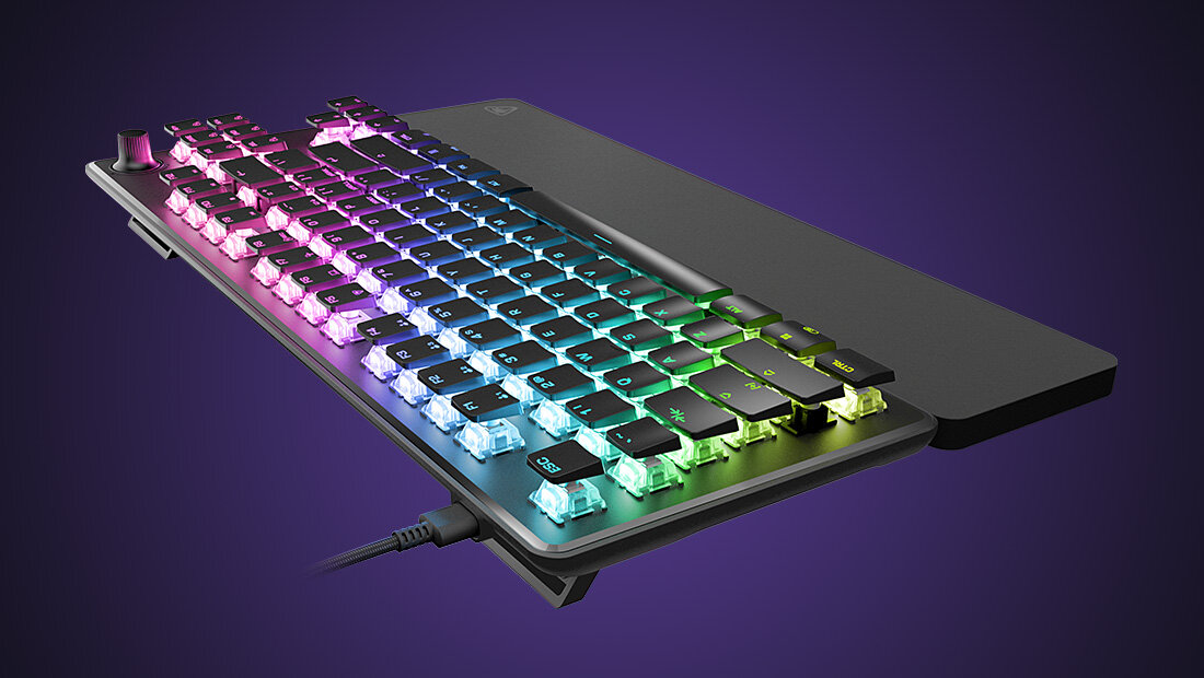 Turtle Beach Vulcan II Max pięć zaprogramowanych profili klawiszy Easy-Shift[+] zdefiniowanych wcześniej funkcji klasycznych klawiszy klawiatury numerycznej (system TKL)