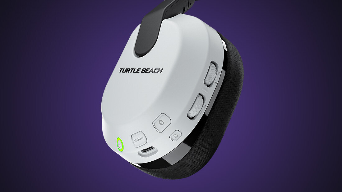 Turtle Beach Stealth 600 - biale sluchawki na fioletowym tle, bezprzewodowe, ai, dzwiek, ustawienia, technologia, wrazenia