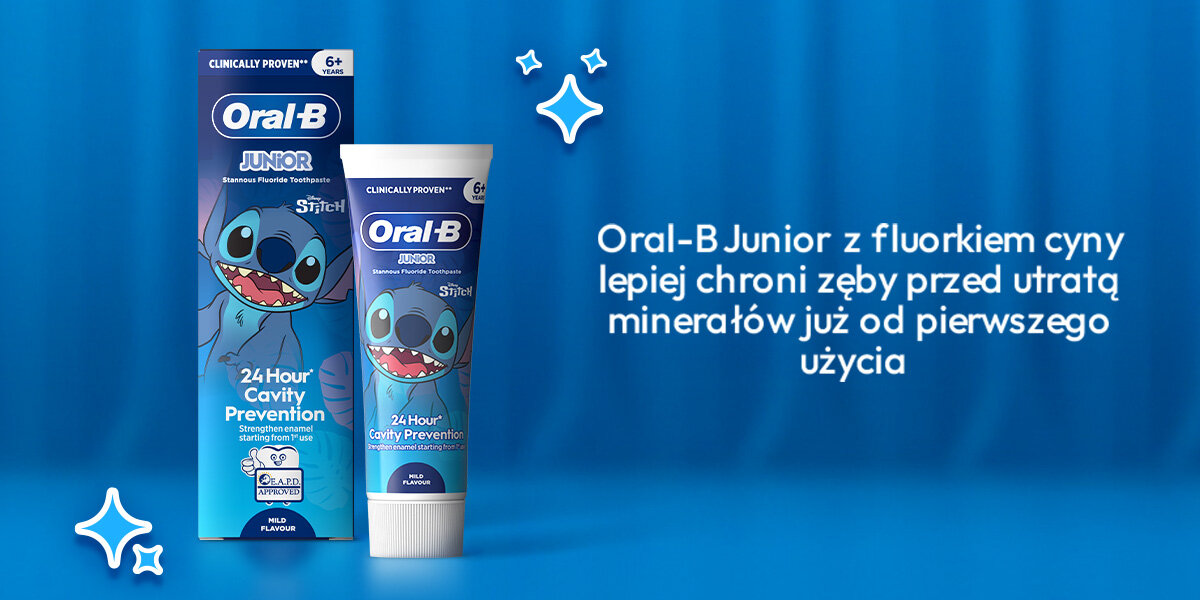 Pasta do zębów ORAL-B Junior Stitch 6-12 lat 75 ml zdjęcie lifestyle Ochrona zębów 